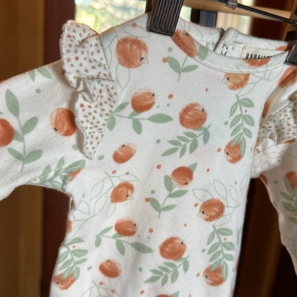 Rabbit + Bear Oranges One Piece Outfit 0-3 Mths Organic Cotton - Picture 2 of 8